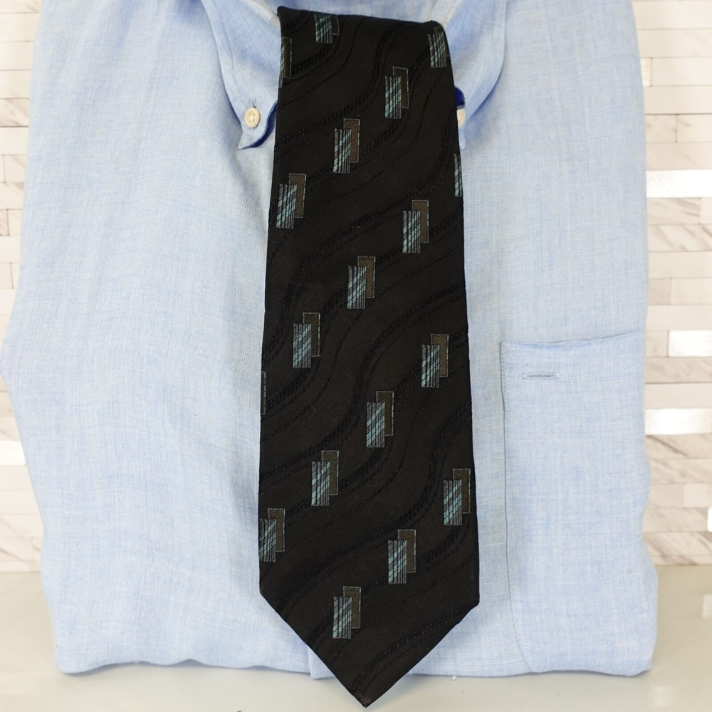 Neck Tie Mens Black Solid Silk Suit Japanese Luxury Patchwork Fun YUKIKO HANAI